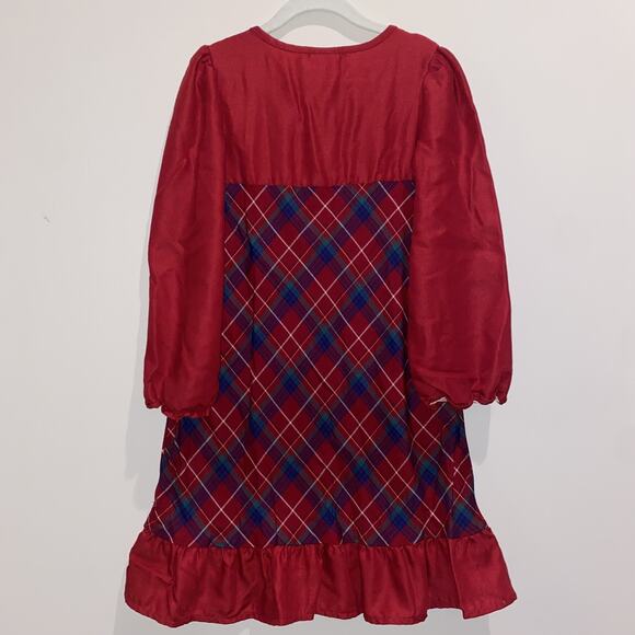 DISNEY Sz 5-6 Nightgown Minnie Mickey Mouse Christmas Plaid Tartan Embroidered - Picture 4 of 6
